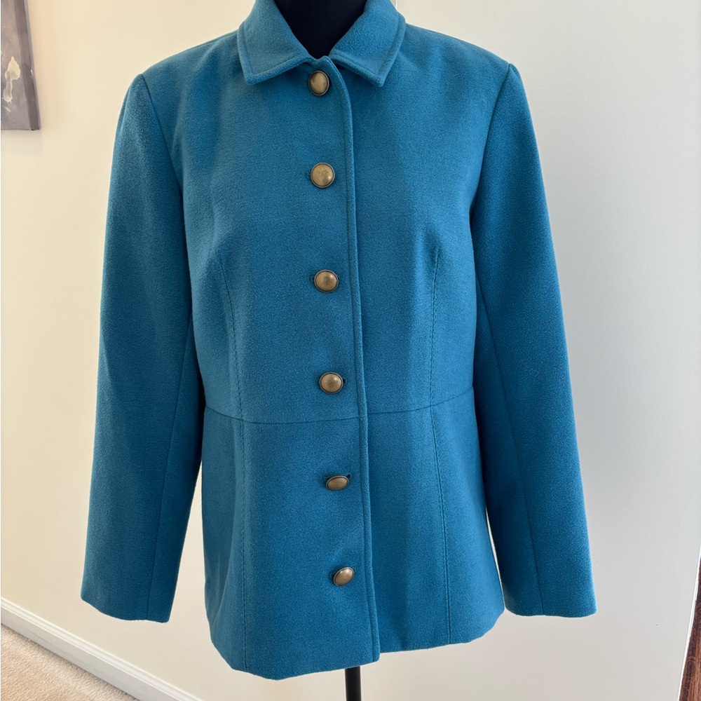 Coldwater Creek Teal Button-Up Pea Coat